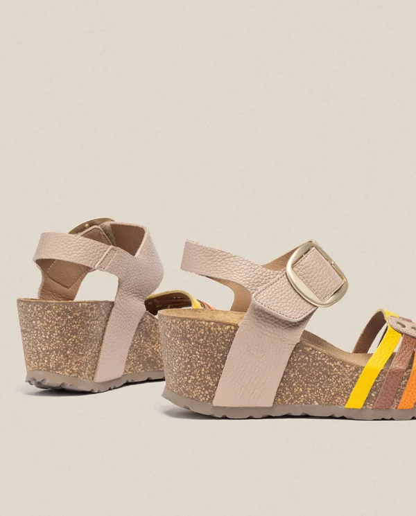 Yokono Sandalia Cuña Bari 304 Beige | Mujer Sandalias De Cuña