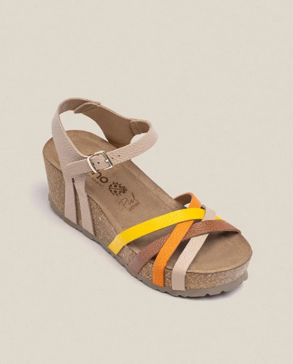 Yokono Sandalia Cuña Bari 302 Beige | Mujer Sandalias De Cuña