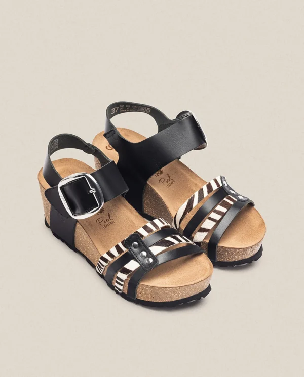 Yokono Sandalia Cuña Bari 304 Negro | Mujer Sandalias De Cuña