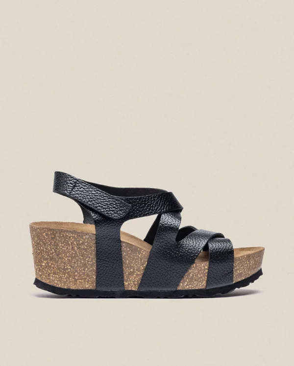 Yokono Sandalia Cuña Bari 303 Negro | Mujer Sandalias De Cuña