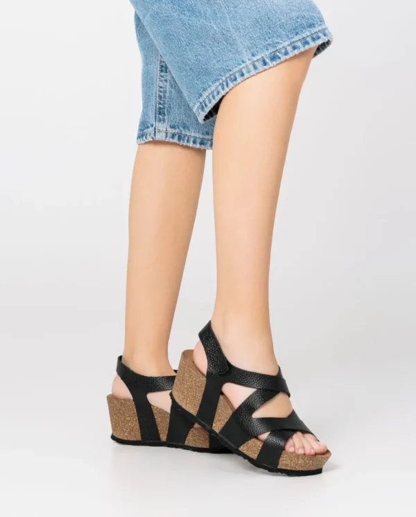 Yokono Sandalia Cuña Bari 303 Negro | Mujer Sandalias De Cuña