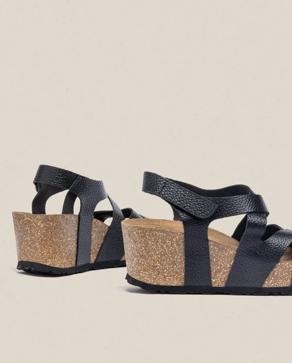 Yokono Sandalia Cuña Bari 303 Negro | Mujer Sandalias De Cuña