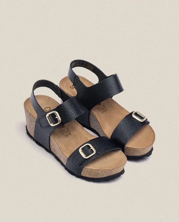 Yokono Sandalia Cuña Bari 301 Negro | Mujer Sandalias De Cuña