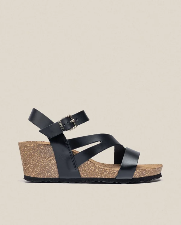 Yokono Sandalia Cuña Cadiz 302 Negro | Mujer Sandalias De Cuña