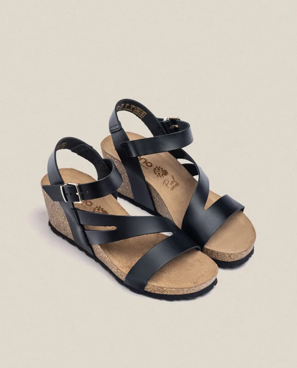 Yokono Sandalia Cuña Cadiz 302 Negro | Mujer Sandalias De Cuña