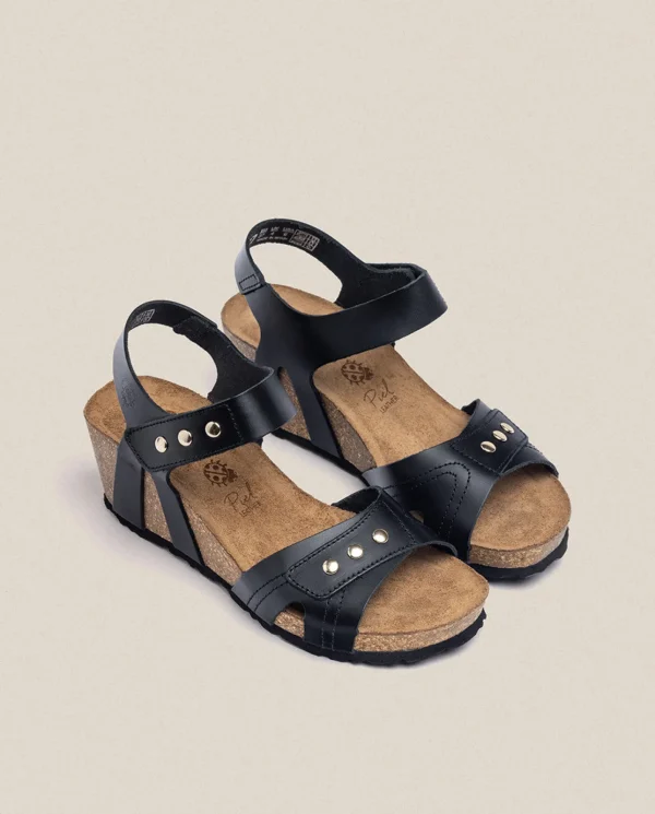Yokono Sandalia Cuña Cadiz 303 Negro | Mujer Sandalias De Cuña
