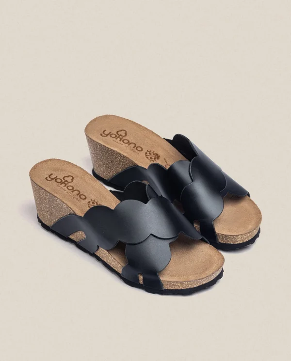 Yokono Sandalia Cuña Cadiz 300 Negro | Mujer Sandalias De Cuña