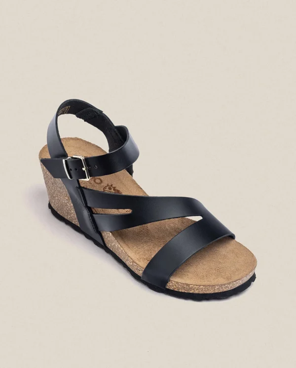 Yokono Sandalia Cuña Cadiz 302 Negro | Mujer Sandalias De Cuña