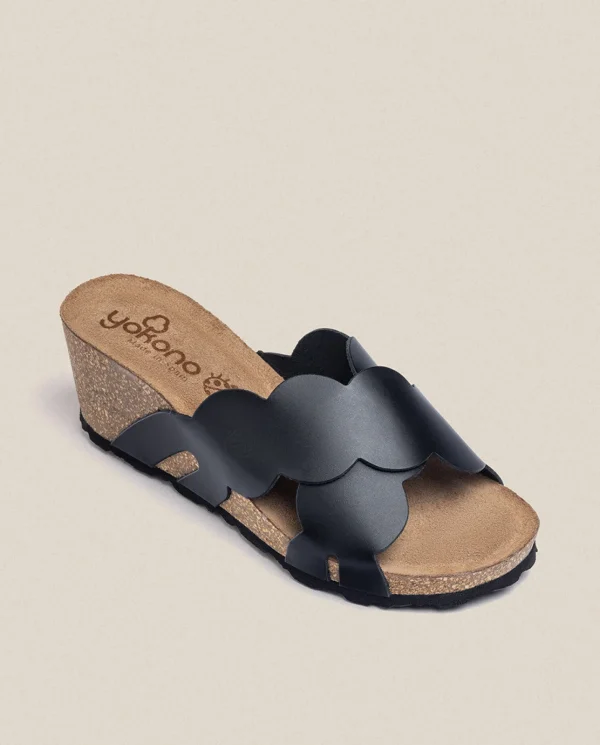 Yokono Sandalia Cuña Cadiz 300 Negro | Mujer Sandalias De Cuña