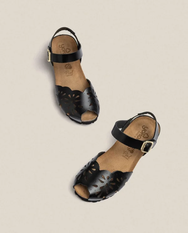 Yokono Sandalia De Cuña Monaco 047 Negro | Mujer Sandalias De Cuña
